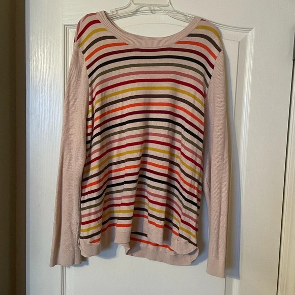 Talbots Sweater Women’s XXL Lambswool Blend Multicolor Stripe Button Sho… - Picture 2 of 5